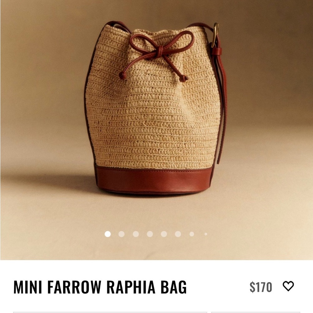 Sezane Mini Farrow Raphia Bag - Tan and Brown